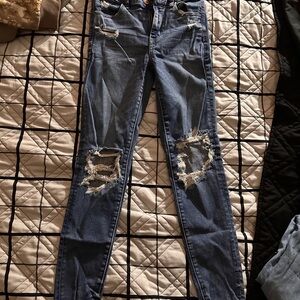 American Eagle Outfitters Ripped Blue Skinny Jeans